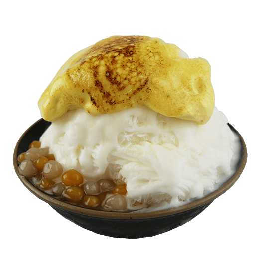 Creme Brulee Snow Ice with Taro and Sweet Potato Balls Recipe